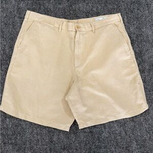 GAP Men 36 Linen Blend 8" Inseam Shorts Tan Khaki Flat Front (A1/039)